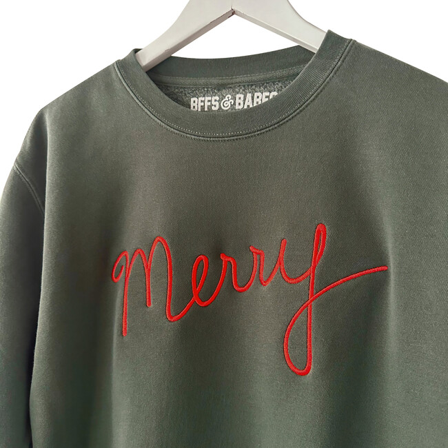 Women's Ultra Merry Embroidered Sweatshirt, Green - Sweatshirts - 3