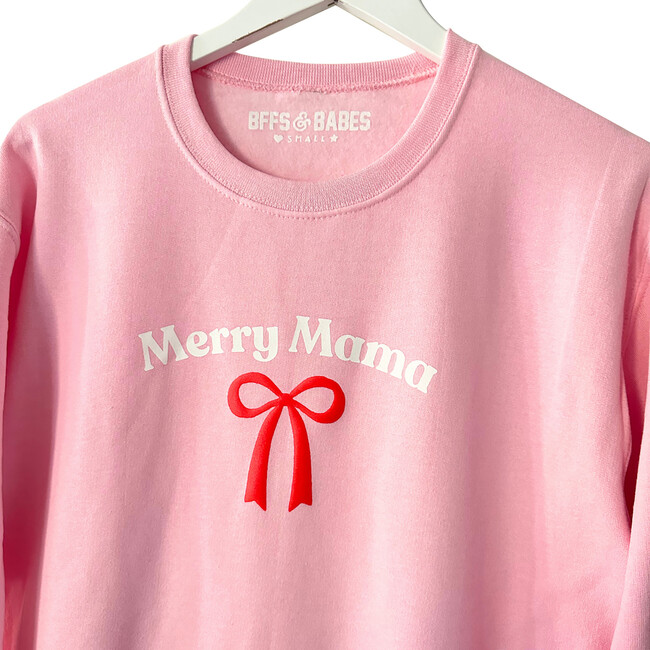 Women's Mama Merry Long Sleeve Sweatshirt, Pink - Sweatshirts - 2