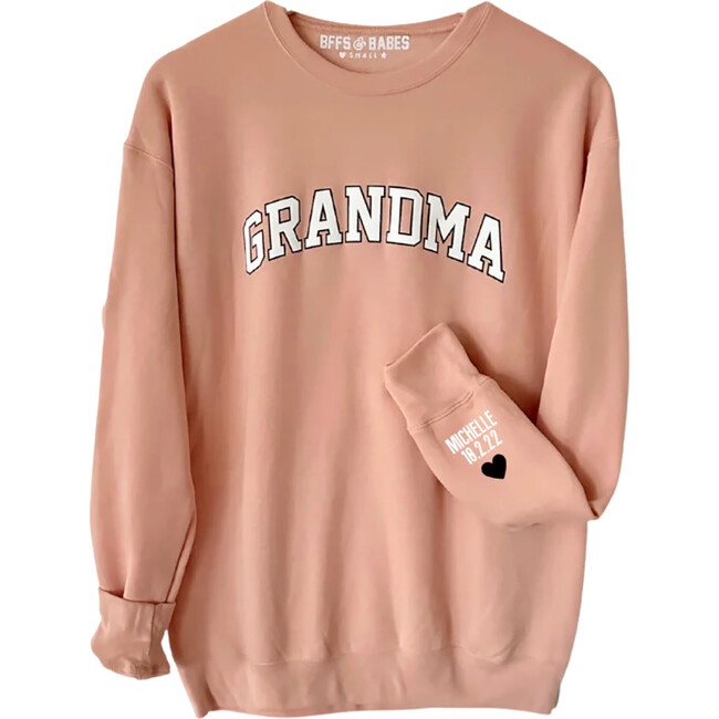 Personalized Women's Grandma Love On The Cuff Sweatshirt, Blush