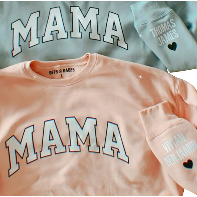 Personalized Women's Mama Love On The Cuff Antique Sweatshirt, Blush - Sweatshirts - 4