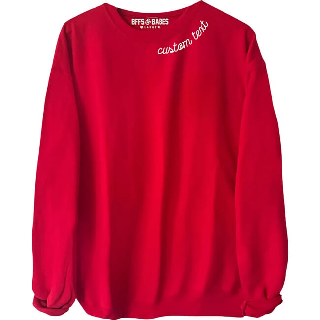 Personalized Women's Embroidered Collar Long Sleeve Sweatshirt, Red