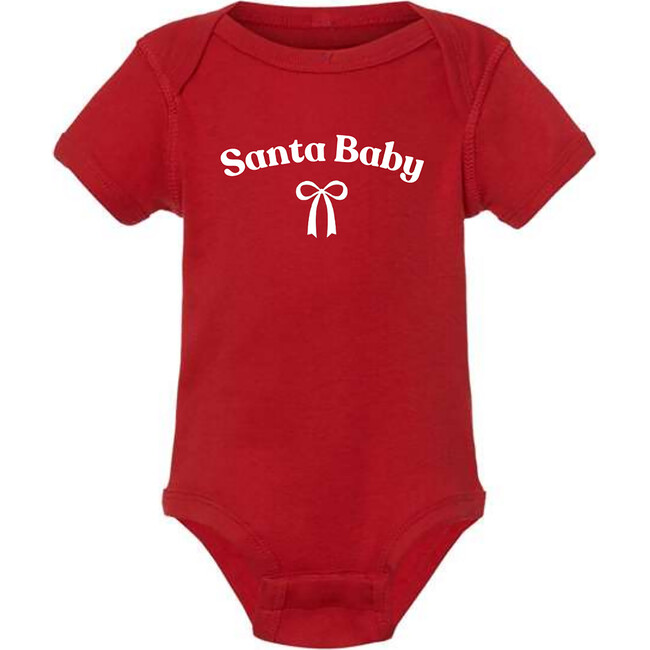 Santa Baby Print Short Sleeve Bodysuit, Red