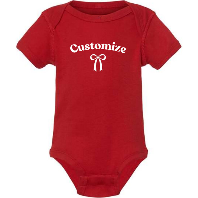 Personalized Print Short Sleeve Bodysuit, Red