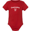 Personalized Print Short Sleeve Bodysuit, Red - Onesies - 1 - thumbnail