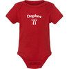 Personalized Print Short Sleeve Bodysuit, Red - Onesies - 2