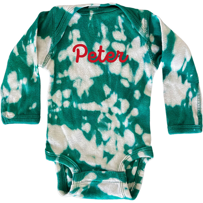 Personalized Long Sleeve Tie-Dye Bodysuit, Green