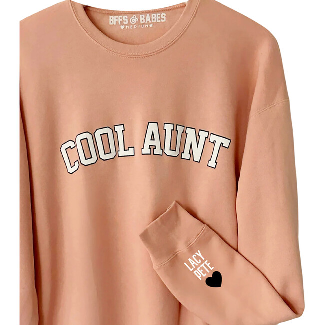 Personalized Women's Cool Aunt Love On The Cuff Sweatshirt, Blush - Sweatshirts - 2