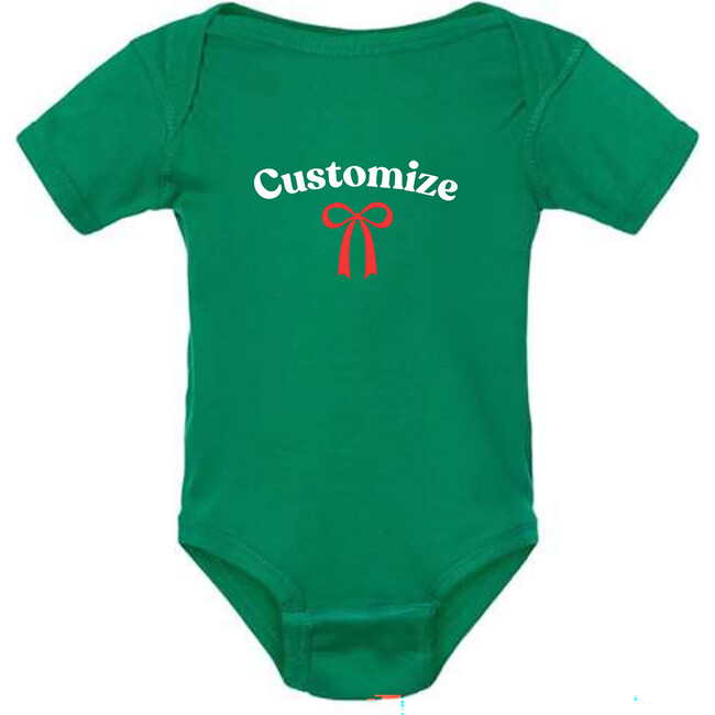 Personalized Print Short Sleeve Bodysuit, Green