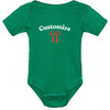 Personalized Print Short Sleeve Bodysuit, Green - Onesies - 1 - thumbnail