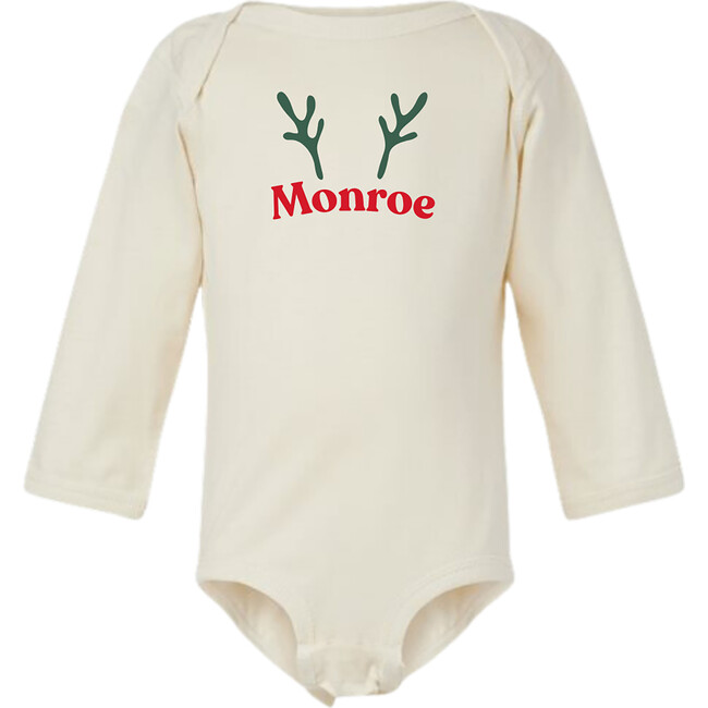 Personalized Anthers Long Sleeve Bodysuit, Natural