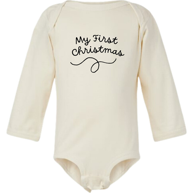 My First Christmas Long Sleeve Bodysuit, Natural