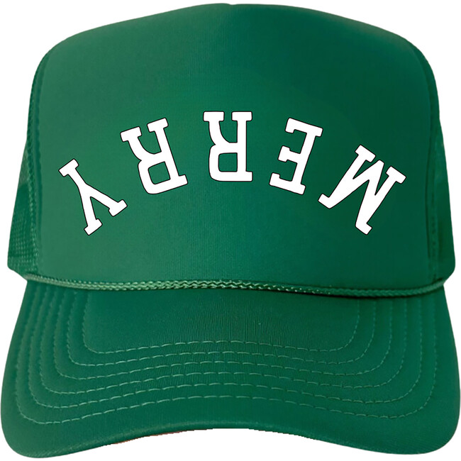 Merry Upside Down Foam Trucker Hat, Green