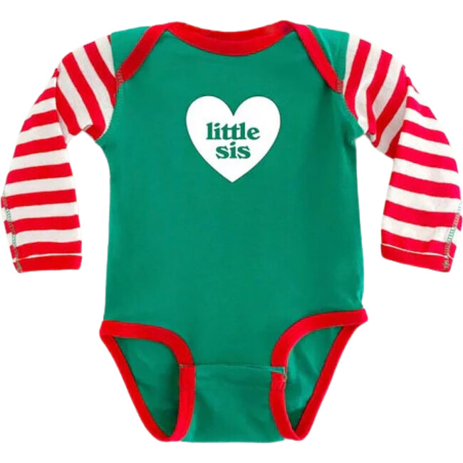 Personalized Holiday Long Sleeve Babesie, Green, Red - Onesies - 3