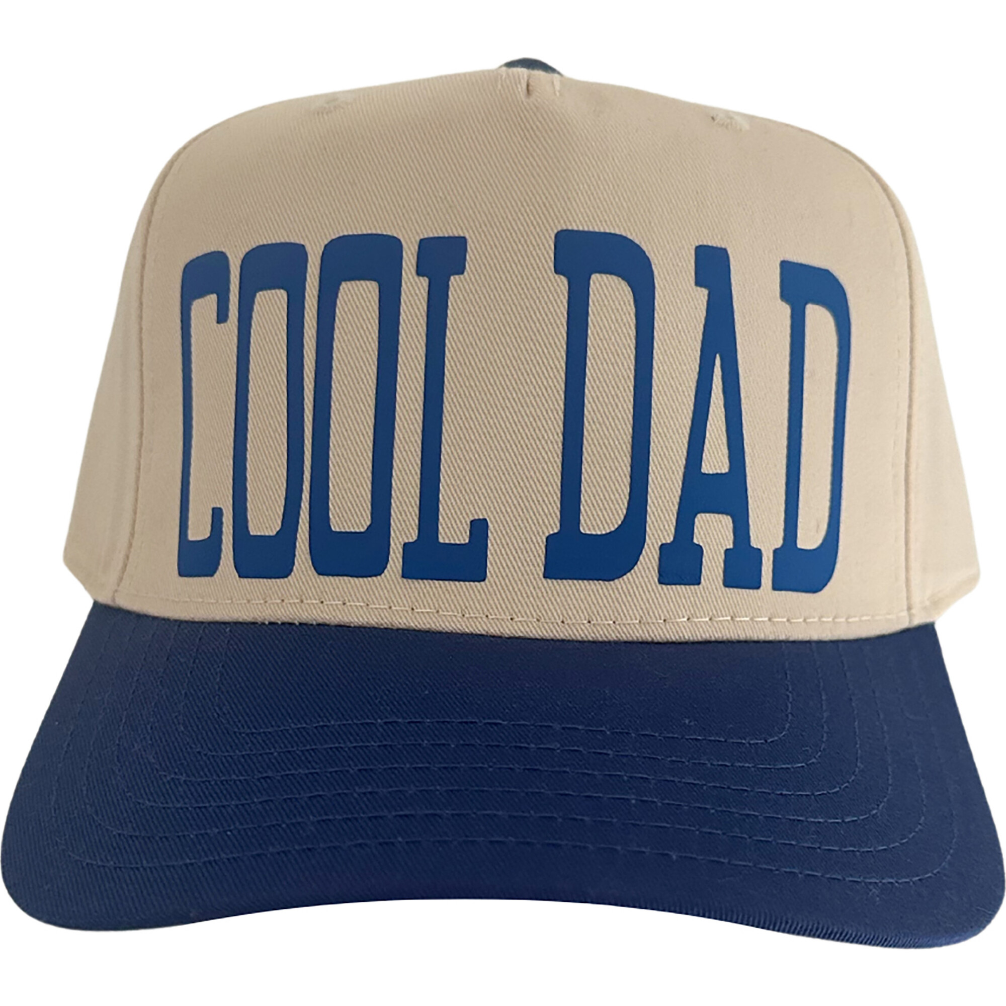 Cool Dad 2-Tone Snap Back Hat, Tan & Blue - Hats - 1