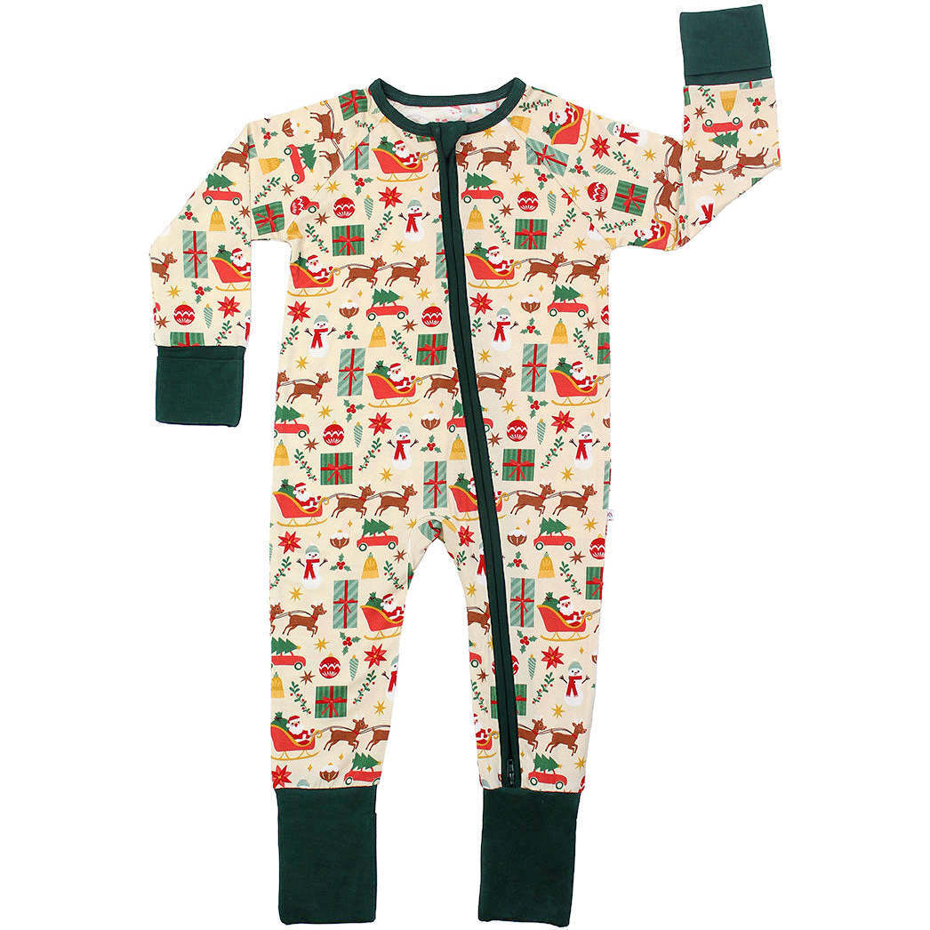 Vintage Christmas Bamboo Convertible Baby Pajamas - Pajamas - 1