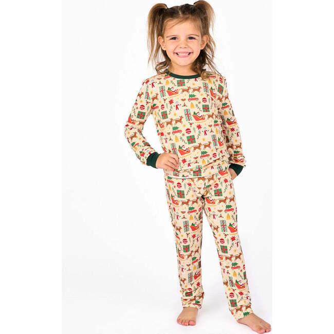 Vintage Kids Christmas Long Sleeve Two-Piece Bamboo Pajama Set - Pajamas - 2