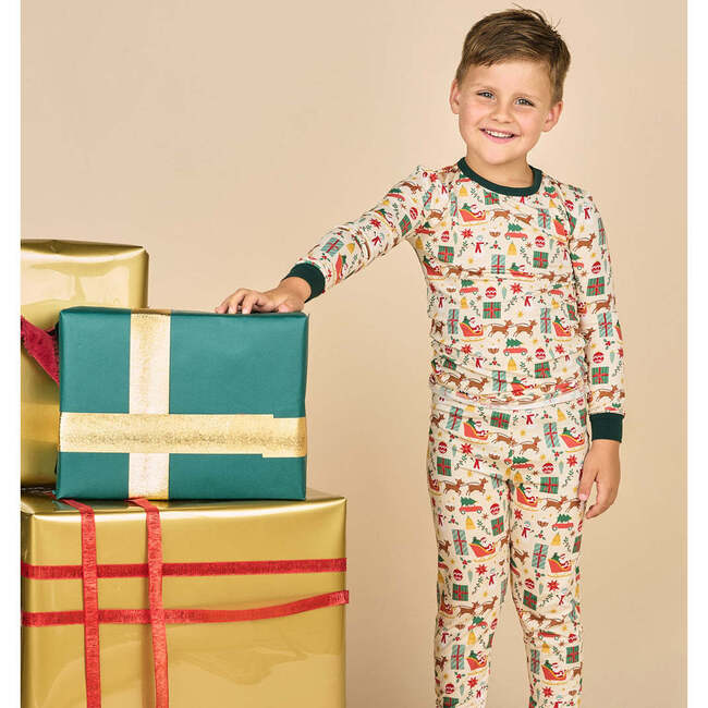 Vintage Kids Christmas Long Sleeve Two-Piece Bamboo Pajama Set - Pajamas - 4