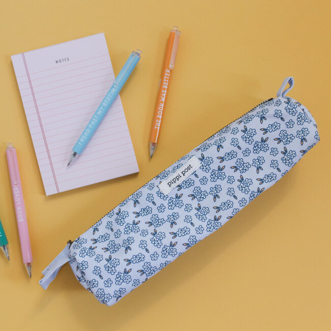 Tiny Florals Pencil Pouch, Blue - Bags - 3