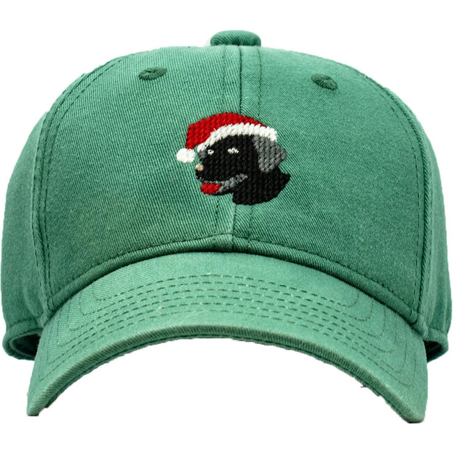 Santa Black Lab Baseball Hat, Moss Green