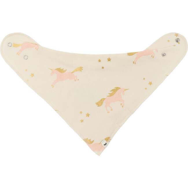 Unicorn Print French Terry Bandana Bib, Vanilla