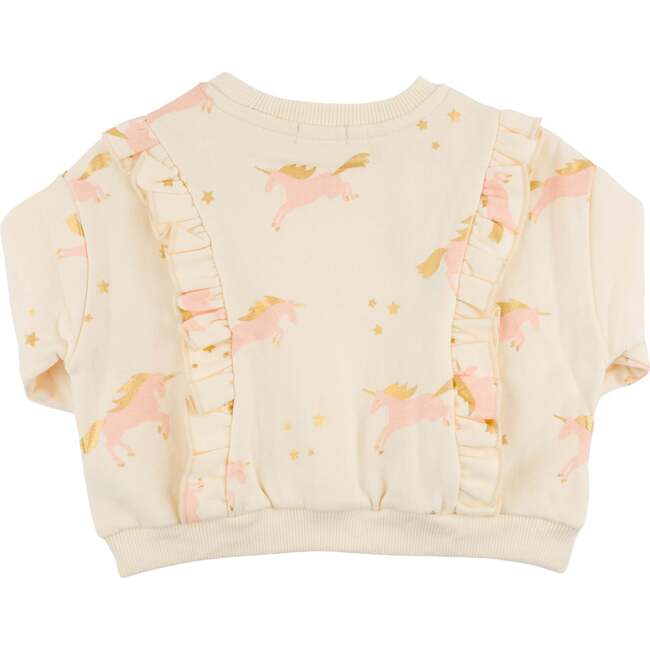 Unicorn Print Millie Ruffle Boxy, Vanilla - Sweatshirts - 2