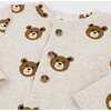 Teddy Bear Face Print Elbow Patch Henley, Malt - Shirts - 2