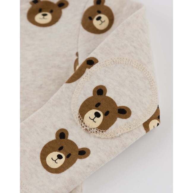 Teddy Bear Face Print Elbow Patch Henley, Malt - Shirts - 3