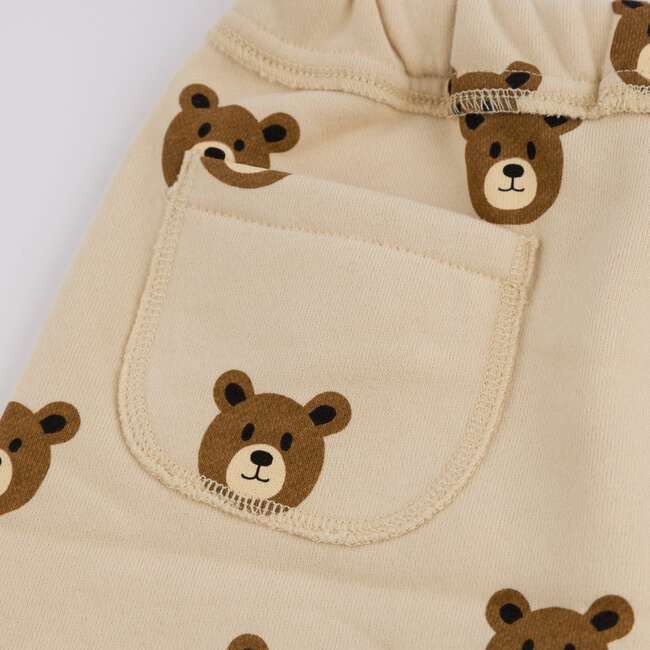 Teddy Bear Face Print Brooklyn Jogger, Biscotti - Sweatpants - 3