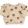 Teddy Bear Face Print Brooklyn Boxy, Biscotti - Sweatshirts - 1 - thumbnail