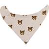 Teddy Bear Face Baby Rib Bandana Bib, Malt - Bibs - 1 - thumbnail