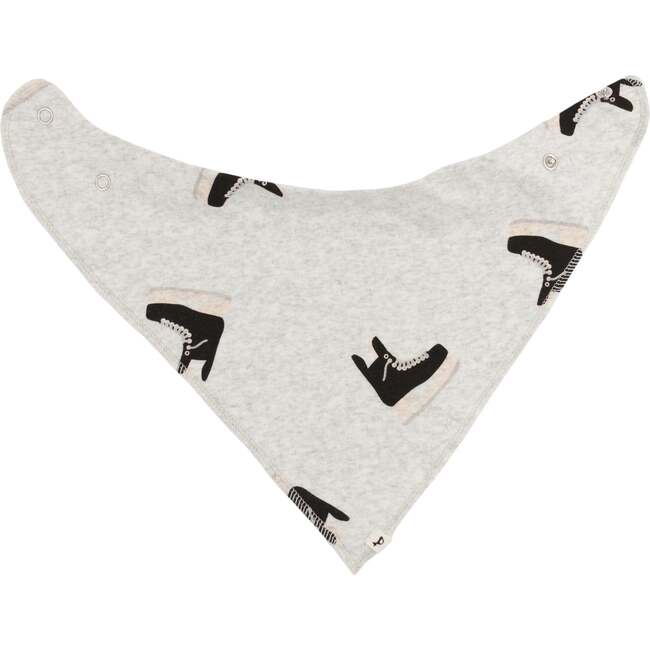 Hockey Skates Print Baby Rib Bandana Bib, Heather Gray