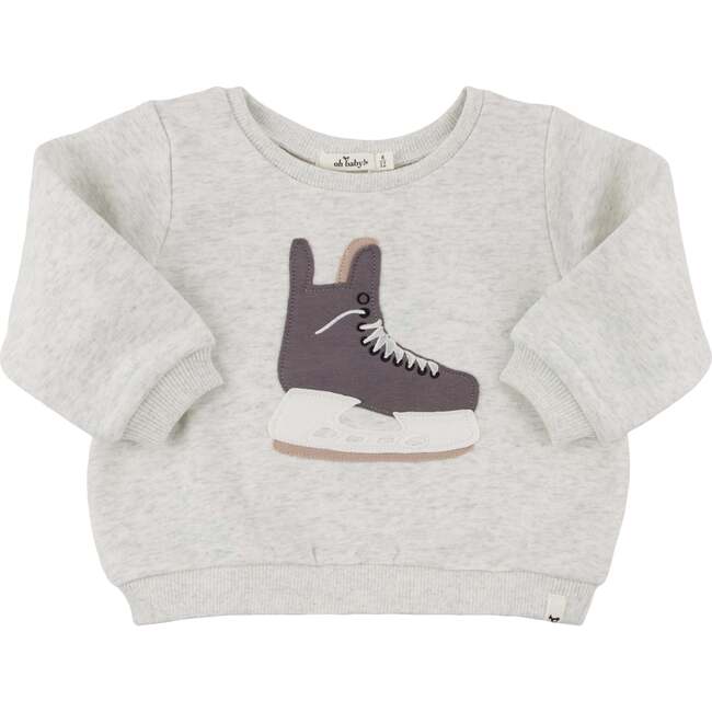 Hockey Skate Applique Brooklyn Boxy, Heather Gray