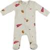 Football Print Footie, Oatmeal Heather - Footie Pajamas - 1 - thumbnail