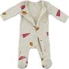 Football Print Footie, Oatmeal Heather - Footie Pajamas - 2