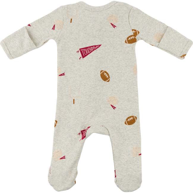 Football Print Footie, Oatmeal Heather - Footie Pajamas - 3