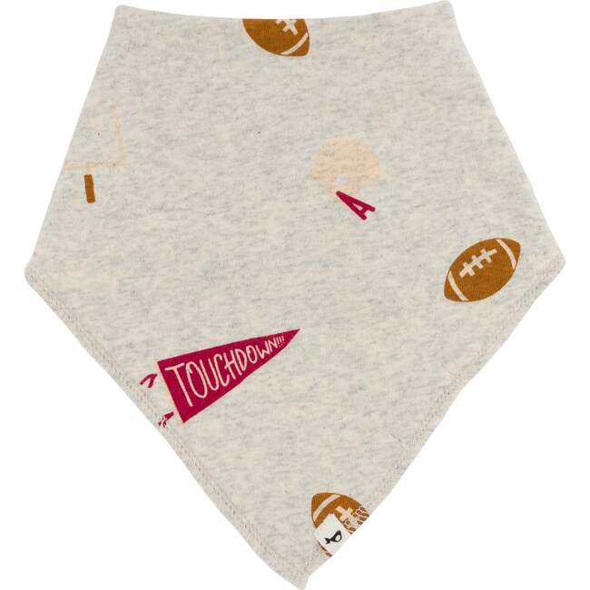 Football Print Baby Rib Bandana Bib, Oatmeal Heather