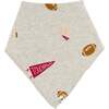 Football Print Baby Rib Bandana Bib, Oatmeal Heather - Bibs - 1 - thumbnail