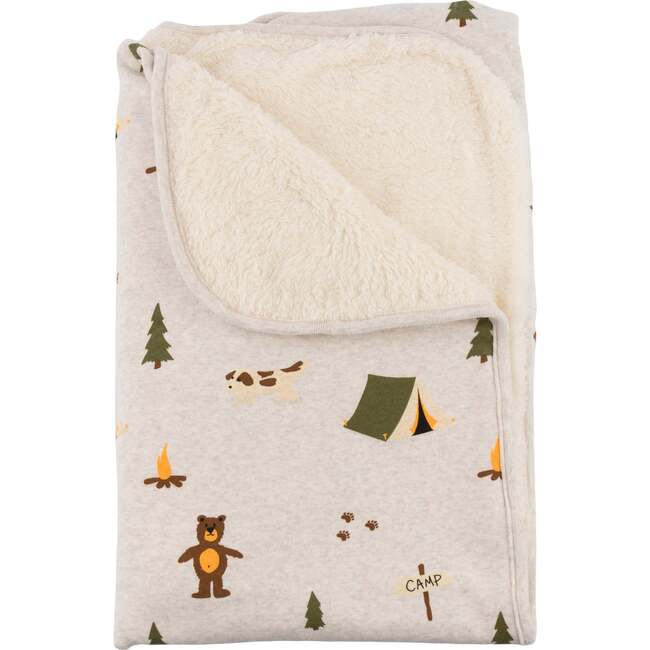 Camping Print Snowdrift Layette Blanket, Malt