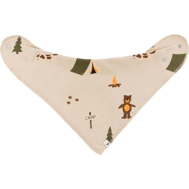 Camping Print French Terry Bandana Bib, Biscotti