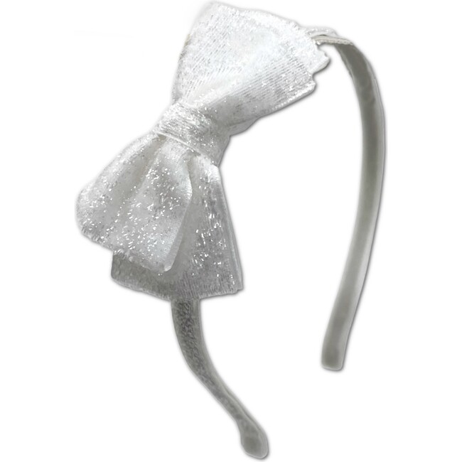 Glitter Bow Headband, Snow