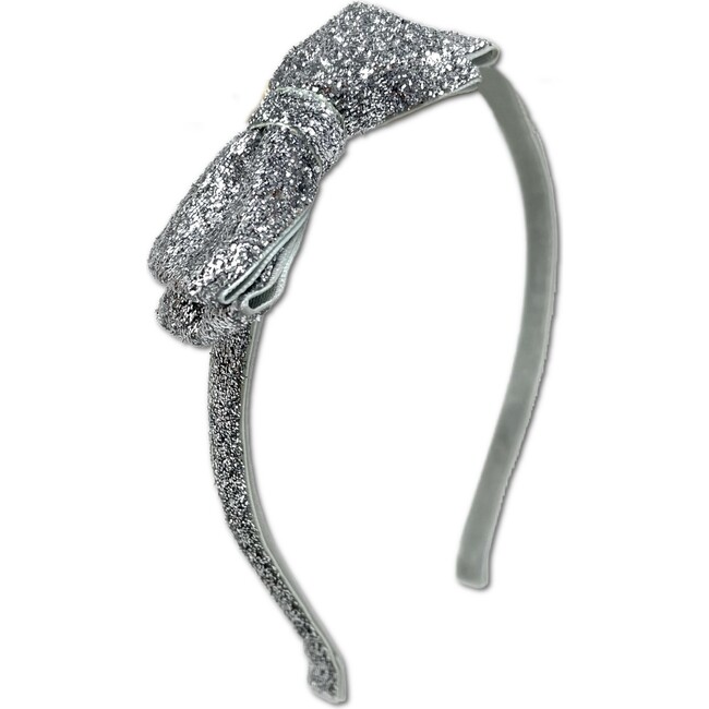 Glitter Bow Headband, Silver - Hair Accessories - 1