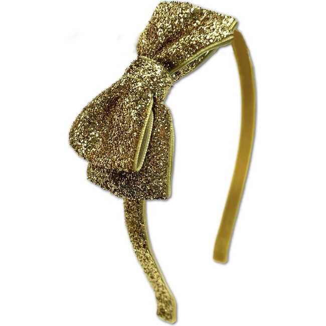 Glitter Bow Headband, Gold