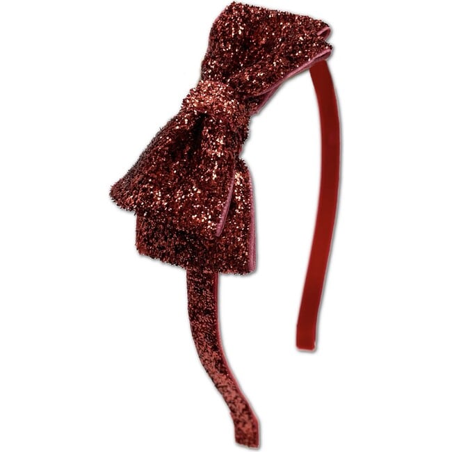 Glitter Bow Headband, Red - Hair Accessories - 1