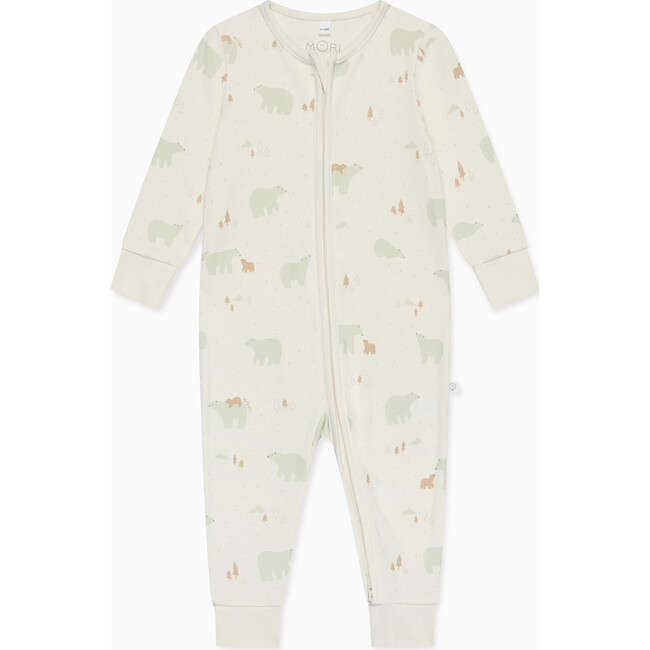 Polar Bear Print Two Way Zip Up Sleepsuit - Footie Pajamas - 3