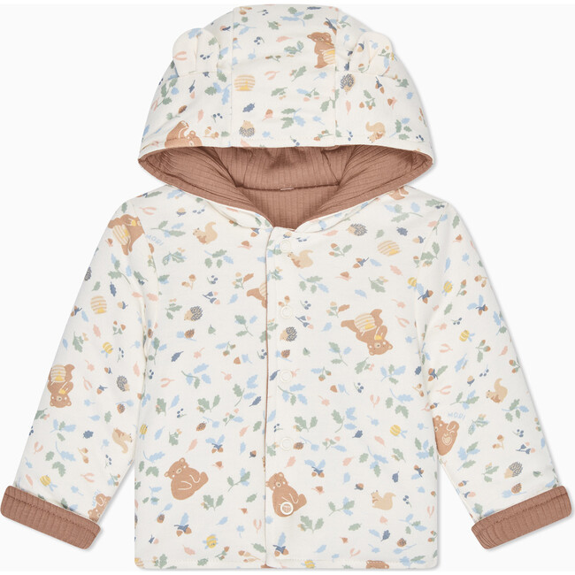 Bear Print Reversible Hooded Jacket