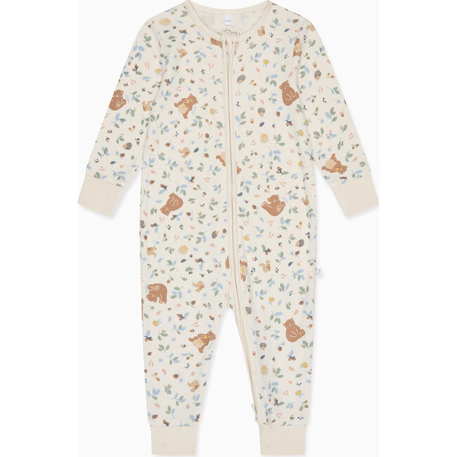 Bear Print Two Way Zip Up Romper