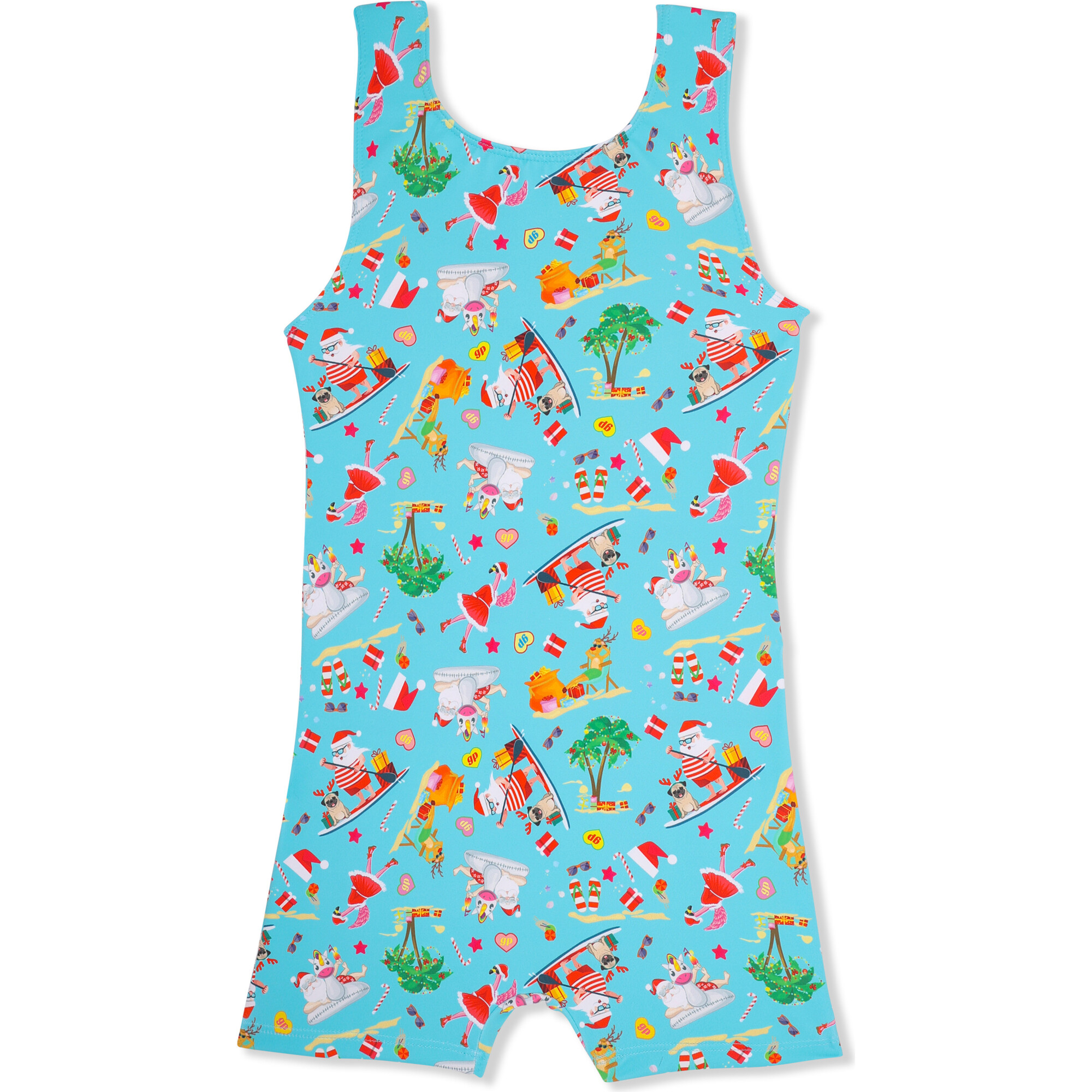 Beach Holiday Sleeveless Biketard, Turquoise - Leotard - 1