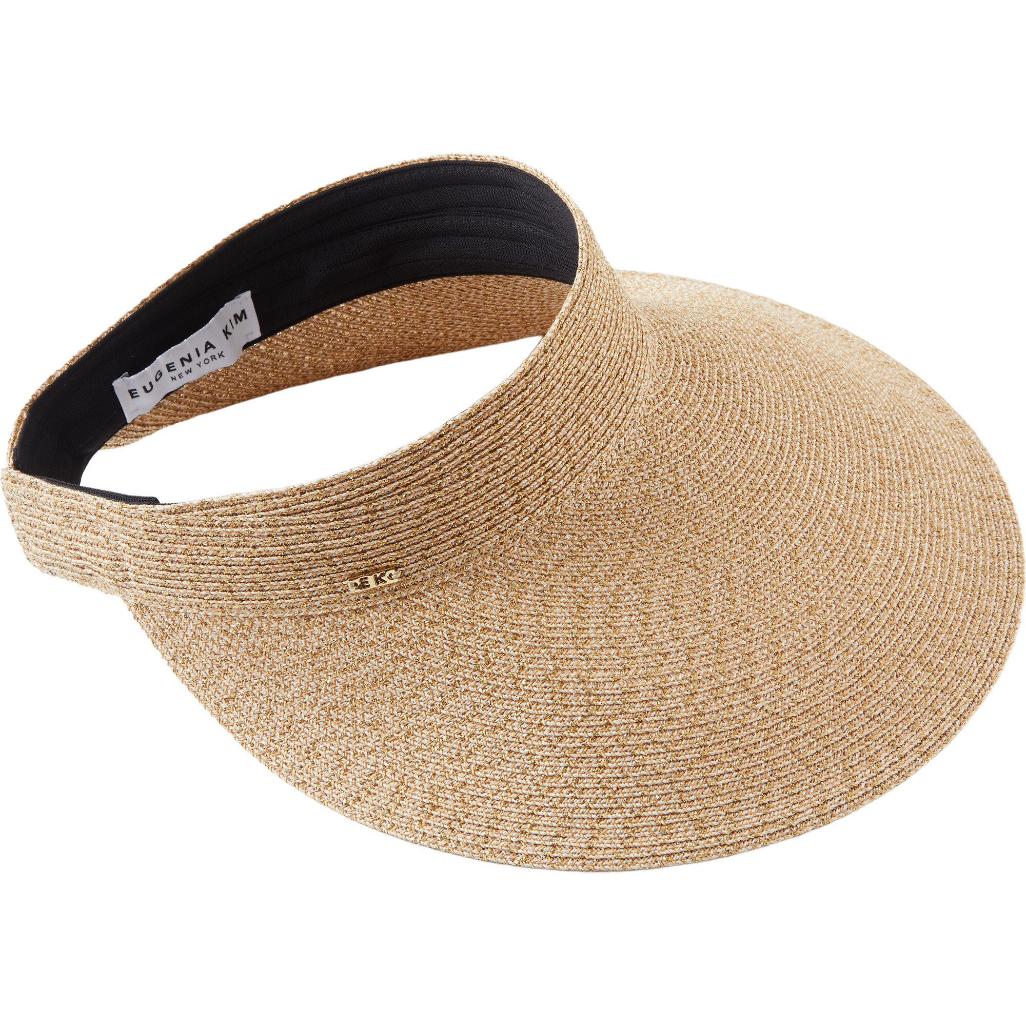 Women's Trixie 14Kt Gold Logo Plate Packable UPF 25+ Visor, Sand & Gold - Hats - 1