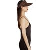 Women's Ricky 14Kt Gold Logo Grosgrain Ties Packable UPF 30 Visor, Chocolate - Hats - 3