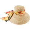 Women's Mirabel 14Kt Gold Logo Floral Band Wide Brim UPF 50+ Sunhat, Natural - Hats - 1 - thumbnail